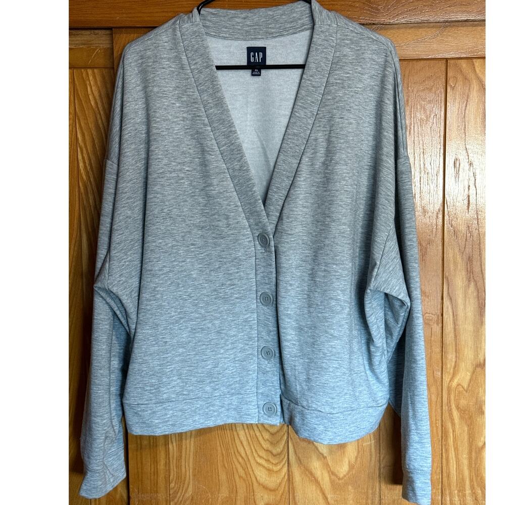 GAP Cloudlight Oversized Cardigan - Light Heather Gray XL